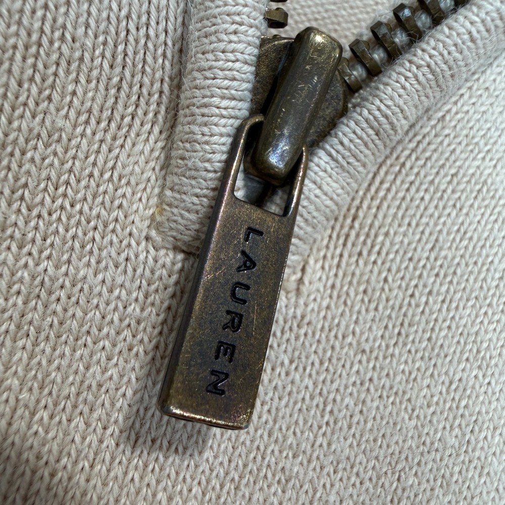 Lauren‎ Ralph Lauren 1/4 Hunting Sweater Womens Medium Suede Shoulder Patch - Picture 3 of 13